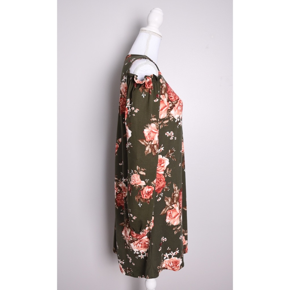 Sweet Pea Floral Cold Shoulder Long Sleeve Dress - Picture 3 of 8